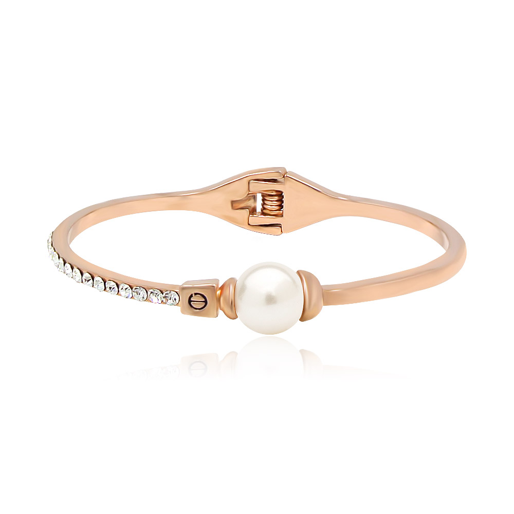 Rose Gold Pearl Bangle Bracelet